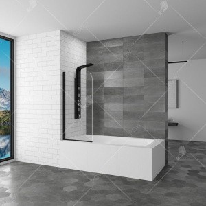 Шторка на ванну RGW Screens SC-09 В 70x150 профиль Черный стекло прозрачное