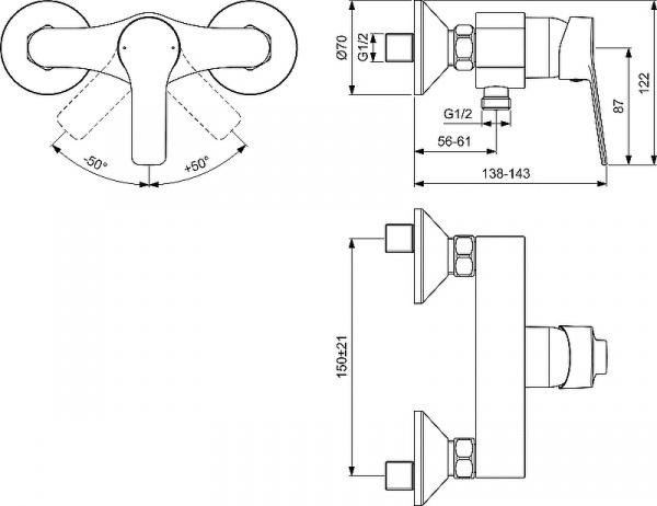 Смеситель для душа Ideal Standard Entella BC235AA Хром