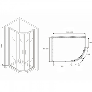 Душевой уголок Abber Schwarzer Diamant 120x90 AG01129 профиль Хром стекло прозрачное