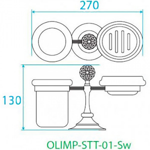 Стакан для зубных щеток с мыльницей Cezares Olimp OLIMP-STT-01-Sw Хром