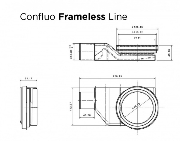 Душевой лоток Pestan Confluo Frameless Line 450 13701318 с двухсторонней решеткой Черный матовый / полая под плитку
