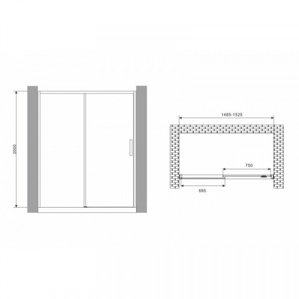 Душевая дверь 150 см Abber Komfort AG93150 прозрачное
