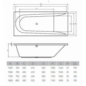 Акриловая ванна 170х75 см Vayer Boomerang GL000009590