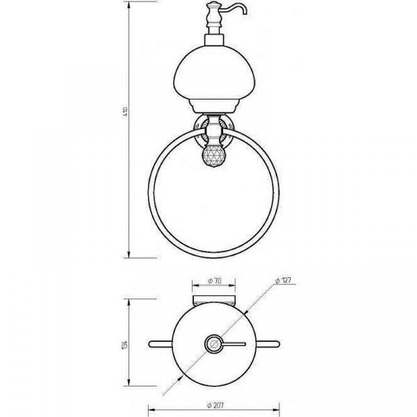 Дозатор для жидкого мыла с кольцом для полотенец Migliore Cristalia 16769 Бронза с кристаллом Swarovski
