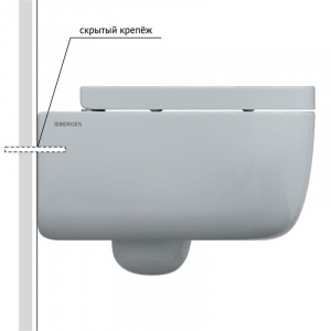 Унитаз BERGES подвесной EGO XL 54 см, сиденье дюропласт Toma SO, микролифт, быстросъем