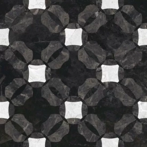 Керамогранит Cersanit QN4R452D-69 Queen 42x42 чёрный глазурованный матовый с орнаментом