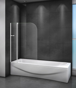 Шторка на ванну Cezares Relax 100 RELAX-V-11-100/140-C-Bi профиль Серый стекло прозрачное