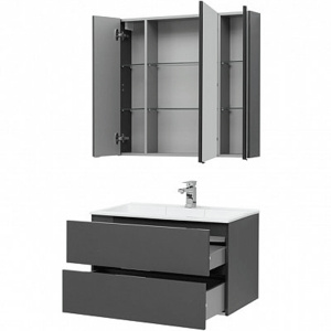 Комплект мебели для ванной Aquanet Алвита 90 241388 подвесной Серый антрацит