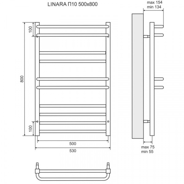 Полотенцесушитель водяной 800х500 Lemark Linara П10 LM04810