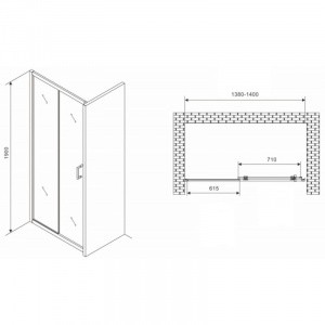 Душевая дверь 140 см Abber Schwarzer Diamant AG30140B5 прозрачное