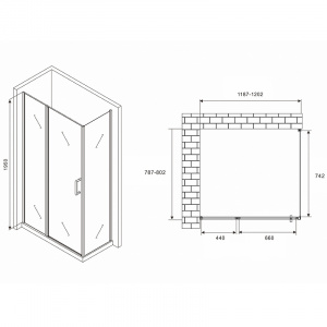 Душевой уголок Abber Sonnenstrand 120x80 AG04120MS-S80M профиль Хром стекло матовое