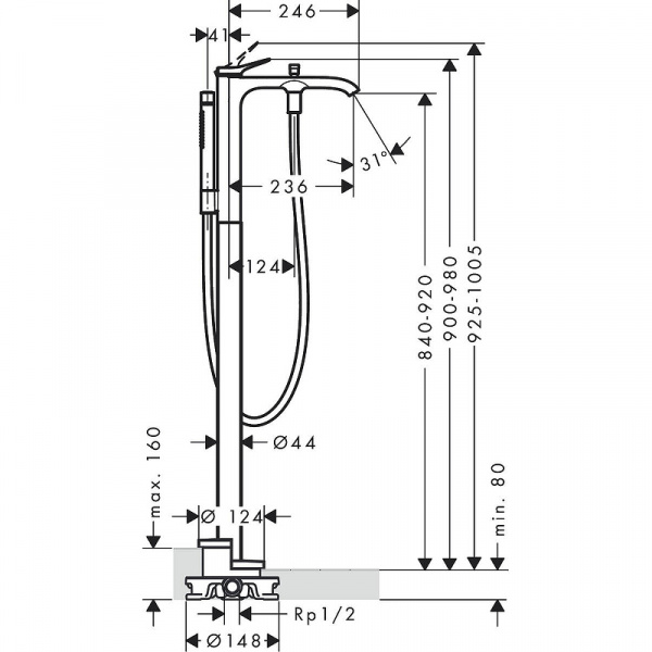 Смеситель для ванны Hansgrohe Vivenis 75445000 Хром