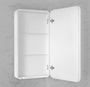 Зеркальный шкаф Jorno Pastel 46 Pas.03.46/W с подсветкой Белый жемчуг