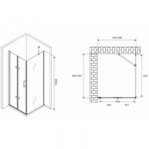 Душевой уголок Abber Zart 100x90 AG08100P-S91 профиль Хром стекло прозрачное