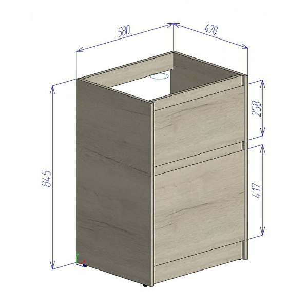 Тумба под раковину BelBagno Kraft 120 KRAFT-LVD-580/1200-2C-PIA-PP Pino Pasadena