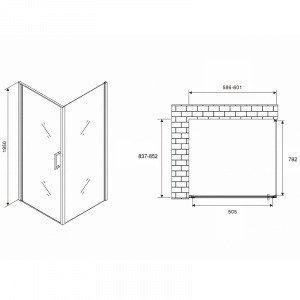 Душевой уголок Abber Sonnenstrand 60x85 AG04060-S85 профиль Хром стекло прозрачное