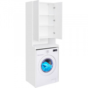 Шкаф пенал Aquaton Лондри 60 1A260503LH010 над стиральной машиной Белый глянец