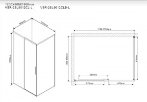 Душевой уголок Vincea Slim 120х90 VSR-2SL9012CL-L профиль Хром стекло прозрачное