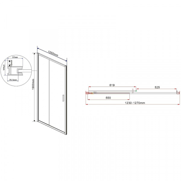 Душевая дверь Vincea Garda 125 VDS-1G125CL профиль Хром стекло прозрачное