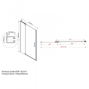 Душевая дверь 101,2-110 см Vincea Extra VDP-1E1011CGB тонированное