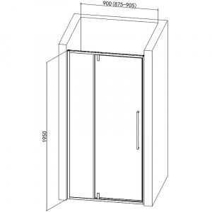Душевая дверь AQUAme 90 AQM7108-2-9 профиль Черный матовый стекло прозрачное