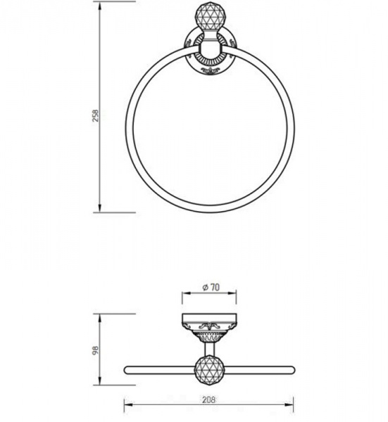 Кольцо для полотенец Migliore Cristalia 16805 Хром с кристаллом Swarovski