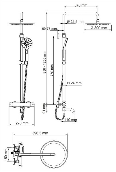 Душевая система WasserKRAFT Thermo A18801 с термостатом Хром