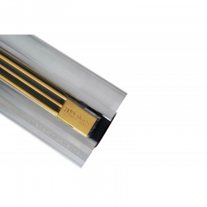 Желоб BERGES водосток напольный SUPER Slim 1000 нержавеющая сталь, золото глянец, S-сифон D50 боковой