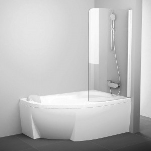 Шторка на ванну Ravak Chrome CVSK1 Rosa 160/170 R 7QRS0100Y1 профиль Белый стекло Transparent
