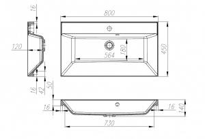 Раковина (80х45) BelBagno Vittoria BB800/450-LV-ART-AST-NERO