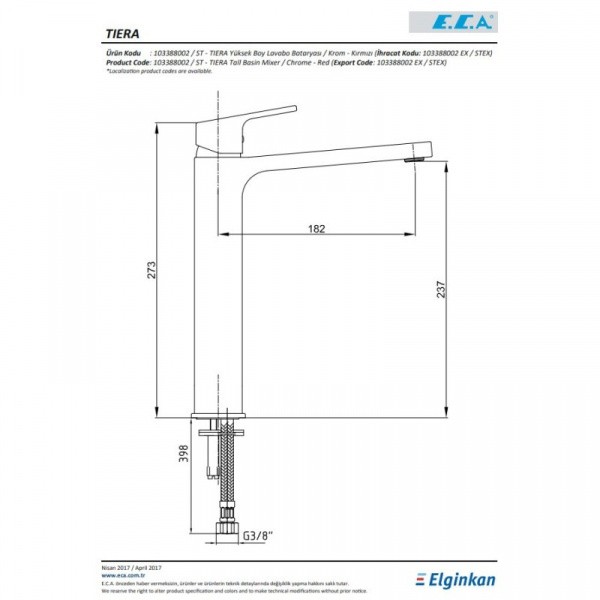 Смеситель для раковины E.C.A Tiera 103388002EX