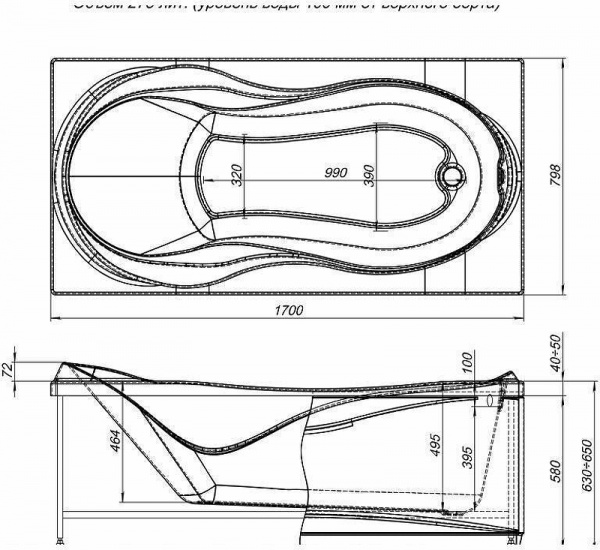 Акриловая ванна Aquanet Grenada 170x80 205398 без гидромассажа