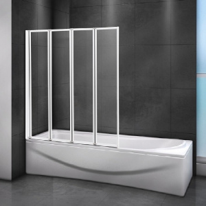 Шторка на ванну Cezares Relax 90 RELAX-V-4-90/140-C-Bi профиль Серый стекло прозрачное