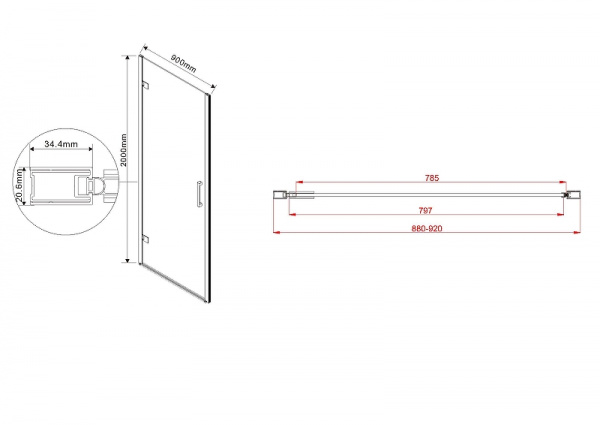 Душевая дверь Vincea Flex 90 VDP-1F900CL профиль Хром стекло прозрачное