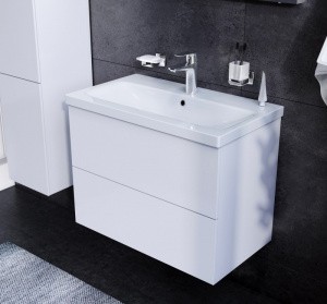 Комплект мебели для ванной AM.PM Gem 75 BK90GA Белый со смесителем для раковины и аксессуарами