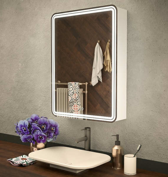 Зеркальный шкаф Azario Adriana 60 R CS00069512 с подсветкой Белый