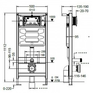 Монтажный элемент для подвесного унитаза AltroBagno PCC 601AQ
