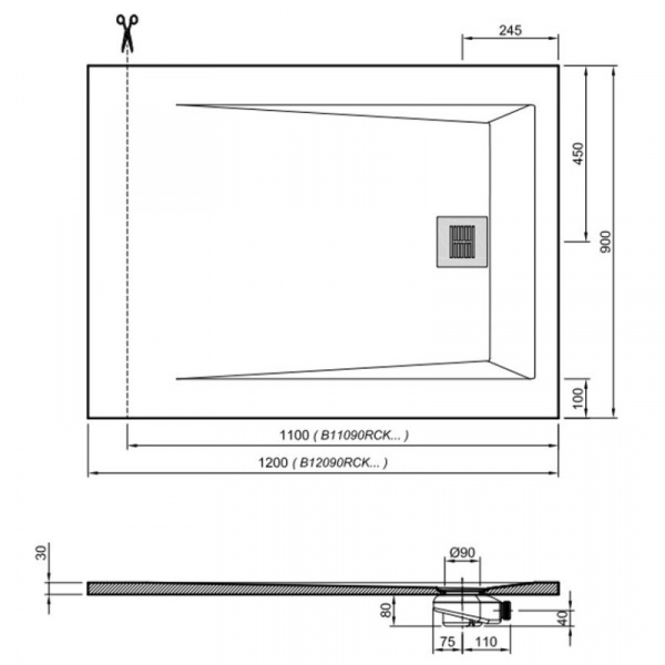 Душевой поддон из литого мрамора 120x90 см Sanitana Rocks SP3014B0384100560