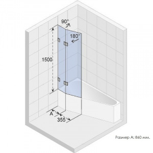 Шторка на ванну Riho VZ Scandic NXT X500 Geta 170 121 P G001168120 GX00622C2) профиль Хром стекло прозрачное