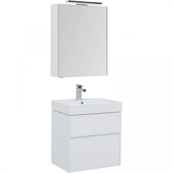 Комплект мебели для ванной Aquanet Бруклин 60 207803 подвесной Белый глянец