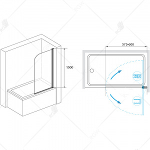 Шторка на ванну RGW Screens SC-09B 60x150 06110906-14 профиль Черный стекло прозрачное