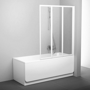 Шторка на ванну Ravak Behappy VS3 115 795S0100Z1 профиль Белый стекло Transparent