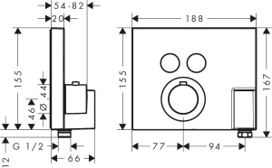 Термостат для душа Axor ShowerSelect со шланговым подключением и держателем душа, хром (36712000)