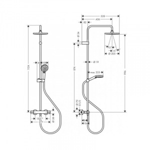 Душевая система hansgrohe vernis blend showerpipe 200 1jet ecosmart с термостатом 26089670 черный матовый