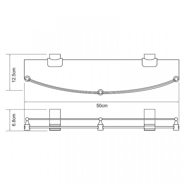 Стеклянная полка WasserKRAFT Leine K-5044W Хром Белая