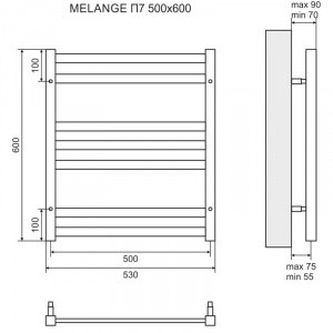 Полотенцесушитель водяной 600х500 Lemark Melange П7 LM49607W