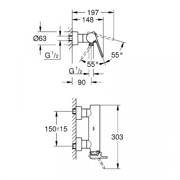 Смеситель для душа Grohe Plus 33577003 Хром