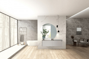 Комплект мебели для ванной Black&White Universe L 9151400 подвесной Серый
