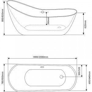 Акриловая ванна Grossman 200x85 GR-2302 без гидромассажа