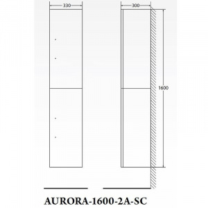 Шкаф пенал BelBagno Aurora 33 AURORA-1600-2A-SC-BL-P-R подвесной Bianco Lucido без ручек